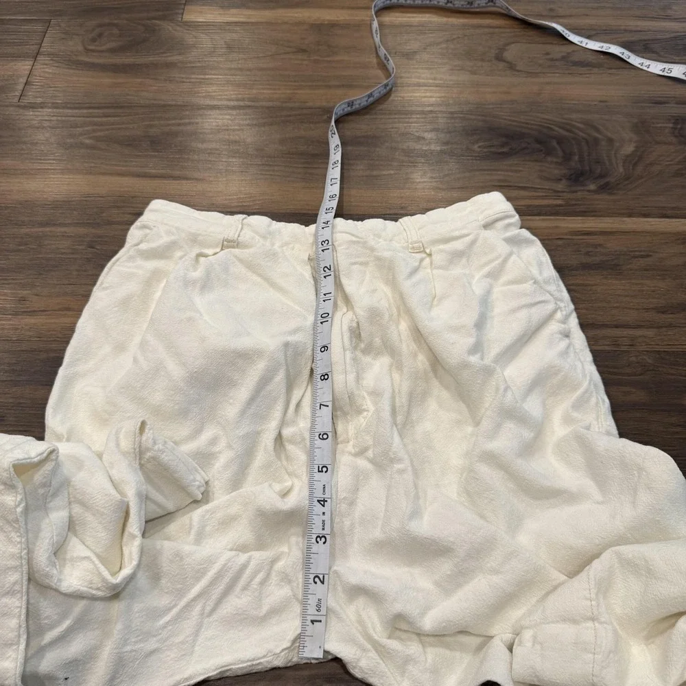 Free People Cream Wide-Leg Linen Pants